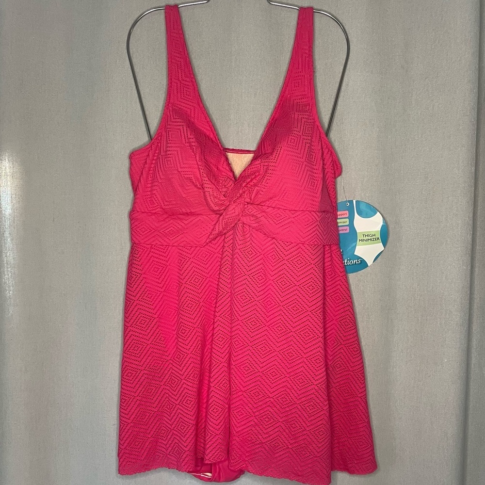 Swim Solutions Fuschia Pink Fly Away One Piece Swim Dress